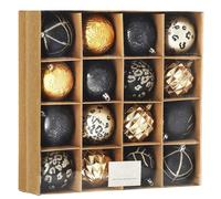 SPRINGOS Lot de 16 boules de Noël en plastique - 7 motifs - Décoration pour Noël, mariage et fêtes