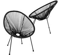 SPRINGOS Lot de 2 chaises de jardin design en rotin 73 x 40,5 x 87 cm, 2xGF0085