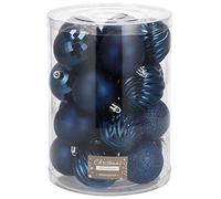 SPRINGOS Lot de 20 boules de Noël - Diamètre : 6 cm - Bleu foncé - Incassables - Paillettes - Mat - Décoration de Noël - Sapin de Noël (bleu foncé)