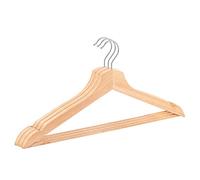 SPRINGOS Lot de 3 cintres en bois - 43 cm - Naturel - Collection - Crochets rotatifs - Encoches de roche - Barre de pantalon - Porte-chemise (naturel)