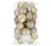 SPRINGOS Lot de 30 boules de Noël - Diamètre : 4,5,6 cm - Incassables - Paillettes mates et brillantes - Décoration de Noël (doré)