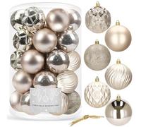 SPRINGOS Lot de 30 boules de Noël en plastique - Diamètre : 8 cm - Doré - Décoration pour Noël, fête, mariage