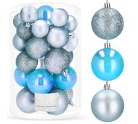 SPRINGOS Lot de 30 boules de Noël en plastique incassable, à paillettes, mates et brillantes