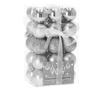 SPRINGOS Lot de 30 boules de Noël incassables - Paillettes mates et brillantes - Décoration de Noël (argenté)