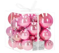 SPRINGOS Lot de 37 boules d’arbre de Noël, rose, diamètres : 4, 5, 6, 7 et 8 cm, incassables, pour décoration, décoration de sapin