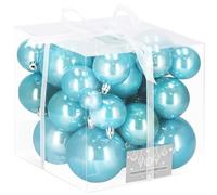 SPRINGOS Lot de 37 boules de Noël, bleu nacré, en plastique, pour décoration de Noël, fête, mariage, événements