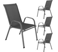 SPRINGOS Lot de 4 chaises de jardin, empilables, gris foncé, pour extérieur, terrasse, balcon, camping avec assise en textilène, structure en acier, résistantes aux intempéries, pour jardin, terrasse