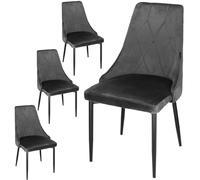 SPRINGOS Lot de 4 chaises rembourrées avec dossier pour salon, salle à manger et cuisine - Velours velours - Haute esthétique - Élégantes et modernes - Confortables