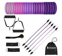 SPRINGOS Lot de 5 tendeurs en caoutchouc d'ancrage de porte, 2 sangles de cheville, bandes de résistance pour la musculation et le renforcement musculaire, tons violets