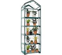 Springos Mini Serre Balcon 5 Étagères 70x50x190cm Vertical Housse Film Vert Structure Métal 130g/m² Fermeture Éclair Construction Solide Protection Plantes