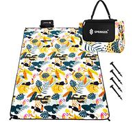 SPRINGOS Nappe de pique-nique 200 x 200 cm Coussin de siège Tapis de siège Couverture de jardin Papier aluminium Ancre au sol