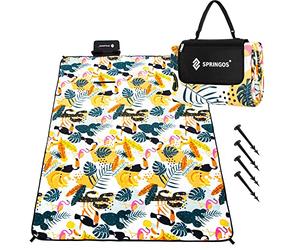 SPRINGOS Nappe de pique-nique 200 x 200 cm Coussin de siège Tapis de siège Couverture de jardin Papier aluminium Ancre au sol