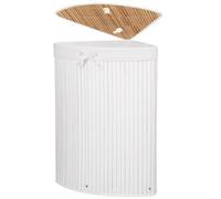 SPRINGOS Panier à linge d'angle avec couvercle, 73 L, panier à linge en bambou, gain de place, ameublement de bain, coffre au trésor pour jouets