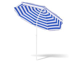 SPRINGOS Parasol de plage, de voyage, protection solaire, blanc/bleu, 160 cm