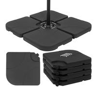 SPRINGOS Pied de parasol extérieur 4 dalles 60l noir avec ancrage plastique remplissable stable pour support croix balcon terrasse jardin universel
