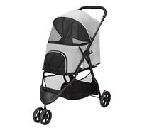 SPRINGOS Poussette pour chien avec auvent - Jusqu'à 15 kg - Taille L - Fenêtre en maille - Étagère pour achats - Chariot de transport pour animaux de compagnie