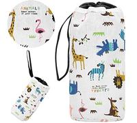 SPRINGOS Sac à jouets avec sac mat intégré avec poignée de transport 11 x 20 cm Motif safari Sac de rangement avec cordon de serrage