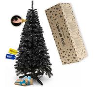 Springos Sapin de Noël artificiel 180 cm - Noir - Sapin de Noël de qualité supérieure, dense et réaliste comme de vrai, avec support solide et carton - Sapin de Noël artificiel moderne pour décoration