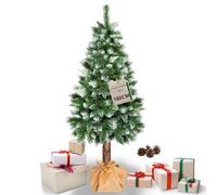 SPRINGOS Sapin de Noël artificiel avec tronc en bois naturel - Neige artificielle - 180 cm - Pin diamant - Imitation de pin