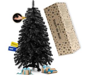 Springos Sapin de Noël artificiel de 150 cm - Noir de qualité supérieure - Dense et réaliste comme de vrai - Avec support solide et carton solides - Pour décoration de Noël