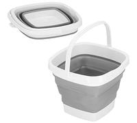 SPRINGOS Seau pliable universel en silicone - 5 l - Seau carré avec poignée de transport
