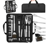 SPRINGOS Set de couverts pour barbecue et accessoires 20 pièces, incluant sac de transport, set de barbecue en acier inoxydable, fourchette, spatule, brosse à barbecue, pince, brosse de nettoyage pour