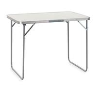 SPRINGOS Table de camping pliable - 90 x 60 x 70 cm - Cadre en aluminium - Plateau en MDF - Poignée de transport - Pliable - Stable et légère - Pour extérieur, jardin, terrasse, pique-nique - Argenté