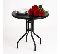 SPRINGOS Table en métal avec plateau en verre de forme ronde 60 x 70 cm