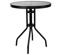 SPRINGOS Table Métal Ronde 60 cm avec Plateau en Verre - Table de Jardin, Balcon et Terrasse, Design Moderne et Résistant aux Intempéries