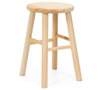 SPRINGOS Tabouret rond en bois de pin naturel - 27 x 30,5 x 44 cm - Tabouret de cuisine stable avec pieds renforcés - Siège rond ergonomique - Marchepied pour salle de bain, enfants, adultes, salon