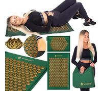 SPRINGOS Tapis d'Acupression avec Coussin 65 x 40 cm Matelas de Massage avec Housse de Transport en Lin et Fibre de Coco, Design Fleur de Lotus, Points d'Acupression pour Relaxation Totale