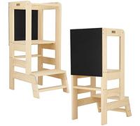SPRINGOS Tour éducative avec Tableau Montessori 90 cm Tabouret en Bois Massif avec Plateforme Tour d’Apprentissage Enfant, Tour d’Observation en Bois