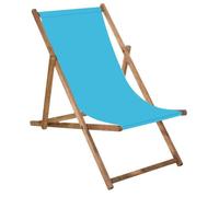 Springos® Transat De Jardin Imprégné Chaise Longue Pliante En Bois De Plage 120 Kg - Bleu Multicolore