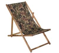 Springos® Transat De Jardin Imprégné Chaise Longue Pliante En Bois De Plage 120 Kg - Moro Multicolore