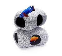 SpringSmart 2Pieces Aquarium Hideaway Rocks pour Les Animaux Aquatiques à se reproduire, Jouer et se Reposer, Ornements d'aquarium sûrs et Non Toxiques, Roches décoratives en céramique pour Betta
