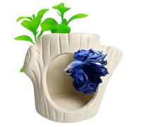SpringSmart Kit de décoration pour aquarium avec grotte et plantes en plastique, accessoires Betta pour crevettes, tortues, crabes, cachettes en céramique pour aquarium