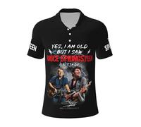 Springsteen Rock Singer Bruce Polo Homme The Boss Sweat-Shirt à thème Rock séchage Rapide Respirant Golf Manches Courtes Haut à Revers Concert entourant équipement de Fan 3X-Large