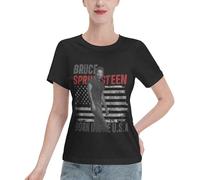 Springsteen Rock Singer Bruce T-Shirt Femme 100% Coton The Boss Rock Band Periphery Classic Print Logo Hauts décontractés à Manches Courtes pour Femmes Cadeau de Fan Respirant et Confortable X-Large
