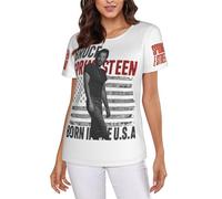 Springsteen Rock Singer Bruce T-Shirt Femme The Boss édition commémorative Rock Classique T-Shirt Slim fit Manches Courtes Festival de Musique entourant Le Cadeau de Soutien aux Fans Small