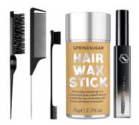 SPRINGSUGAR Cire Cheveux Femme+3 Peignes+Bâton De Finition Pour Cheveux, Wax Stick Hair Pour Le Contrôle Des Cheveux, Peigne Coiffant Pour Les Cheveux Crépus Et Les Perruques, Non Gras 5 Pcs