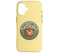 Springtime Smokey Bear Keep It Green Head Logo Coque pour iPhone 16