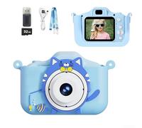 Springwillfly Appareil photo numérique pour enfants avec deux appareils photo 48 MP, vidéo 1080p, lecteur MP3 et jeux interactifs pour le développement cognitif et le plaisir (bleu 32 Go)