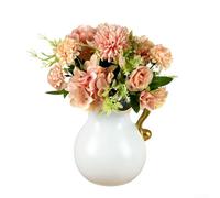 Springwillfly Bouquet de mariage artificiel avec 6 roses, 4 boules de chrysanthèmes et 2 hortensias pour décoration de photographie (rose)