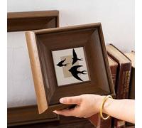 Springwillfly Cadre photo vintage pour format A4 en bois massif, à fixer au mur pour afficher des photos, des peintures et des œuvres d'art imprimées (B)