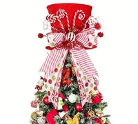 Springwillfly Chapeau de sapin de Noël fabriqué en tissu lavable, pliable avec décorations de bonbons et nœuds, parfait pour une utilisation saisonnière