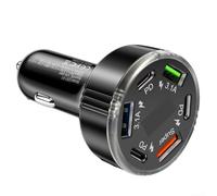 Springwillfly Chargez facilement plusieurs gadgets avec cet adaptateur d'alimentation avancé à six ports pour véhicule doté d'un écran LED (noir)