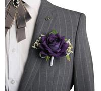 Springwillfly Corsage de mariage pour demoiselle d'honneur avec rose artificielle violette et accents blancs d'haleine de bébé pour cérémonies traditionnelles et modernes (corsage)