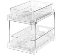 Springwillfly Étagère coulissante à 3 niveaux sous évier pour cuisine et salle de bain en plastique avec fonction de retrait fluide (A)