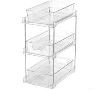 Springwillfly Étagère coulissante à 3 niveaux sous évier pour cuisine et salle de bain en plastique avec fonction de retrait lisse (D)