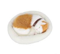 Springwillfly Figurine de chat réaliste en peluche douce et respirante pour décoration d'intérieur interactive (chats à pois jaunes)